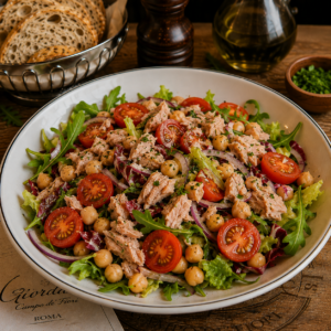 Insalata di tonno , ceci BIO e pomodori ciliegino